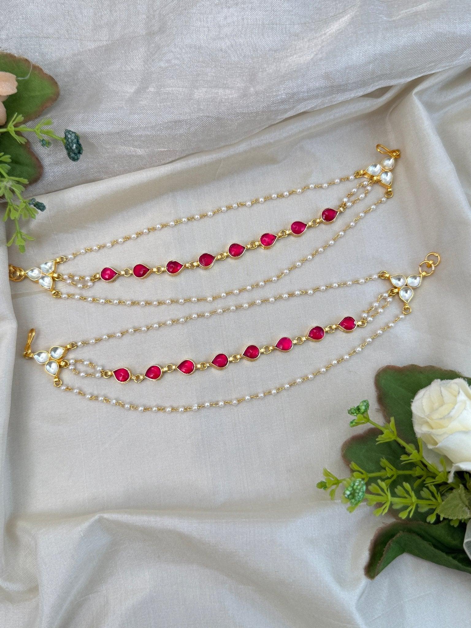 Luxurious Jadau Kundan Maatal Earchain 282 - Mahilas