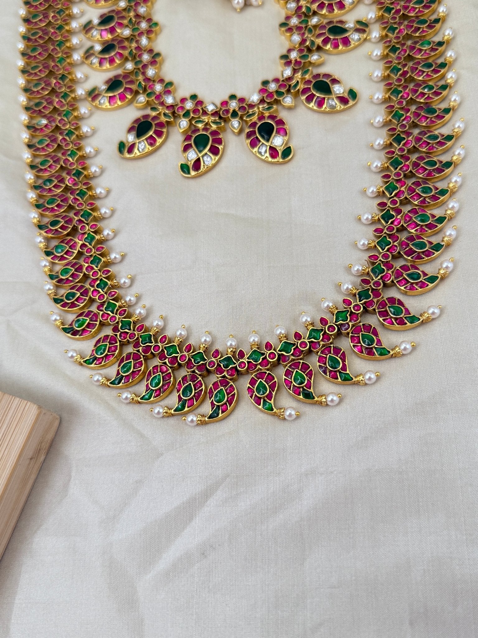 Luxurious Jadau Kundan Mango Bridal Necklace Set 617 - Mahilas