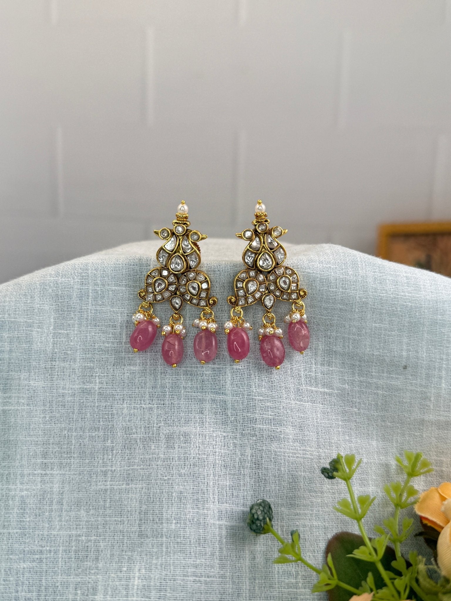 Luxurious Jadau Kundan Mango Stud Earrings 1214 - Mahilas