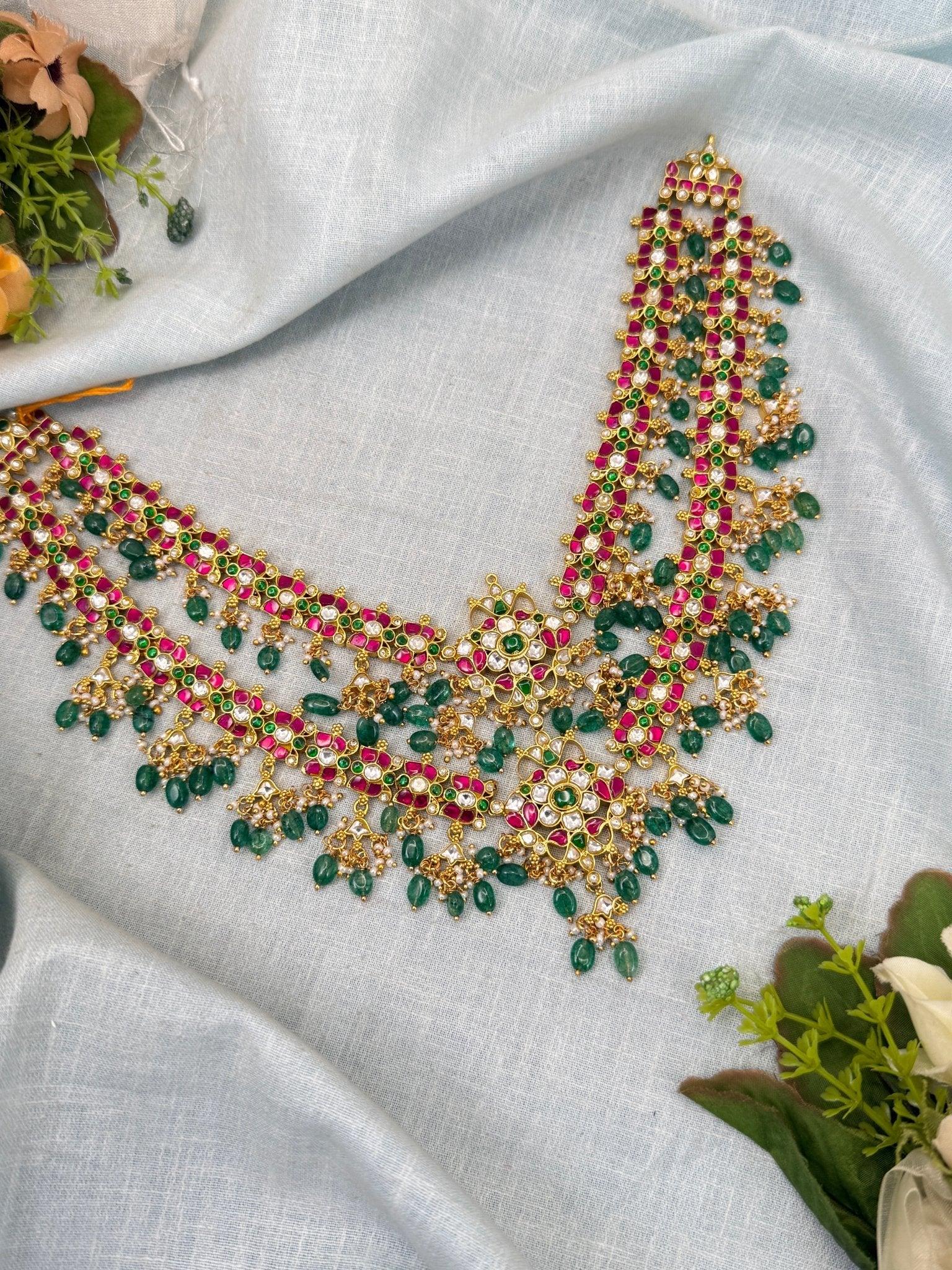 Luxurious Jadau Kundan Necklace & Mathapatti 2 in 1 - 342 - Mahilas
