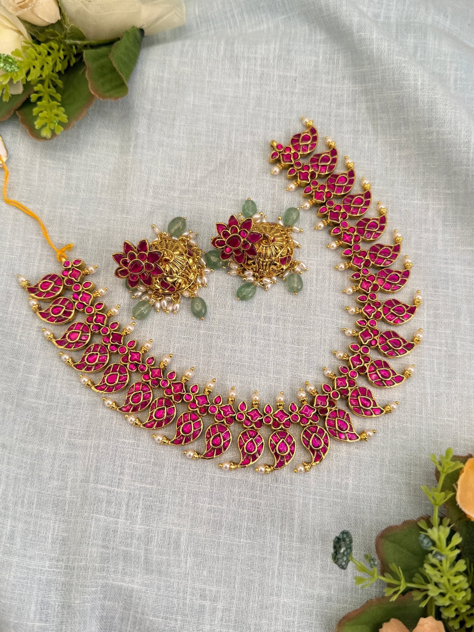 Luxurious Jadau Kundan Necklace Set 491 - Mahilas