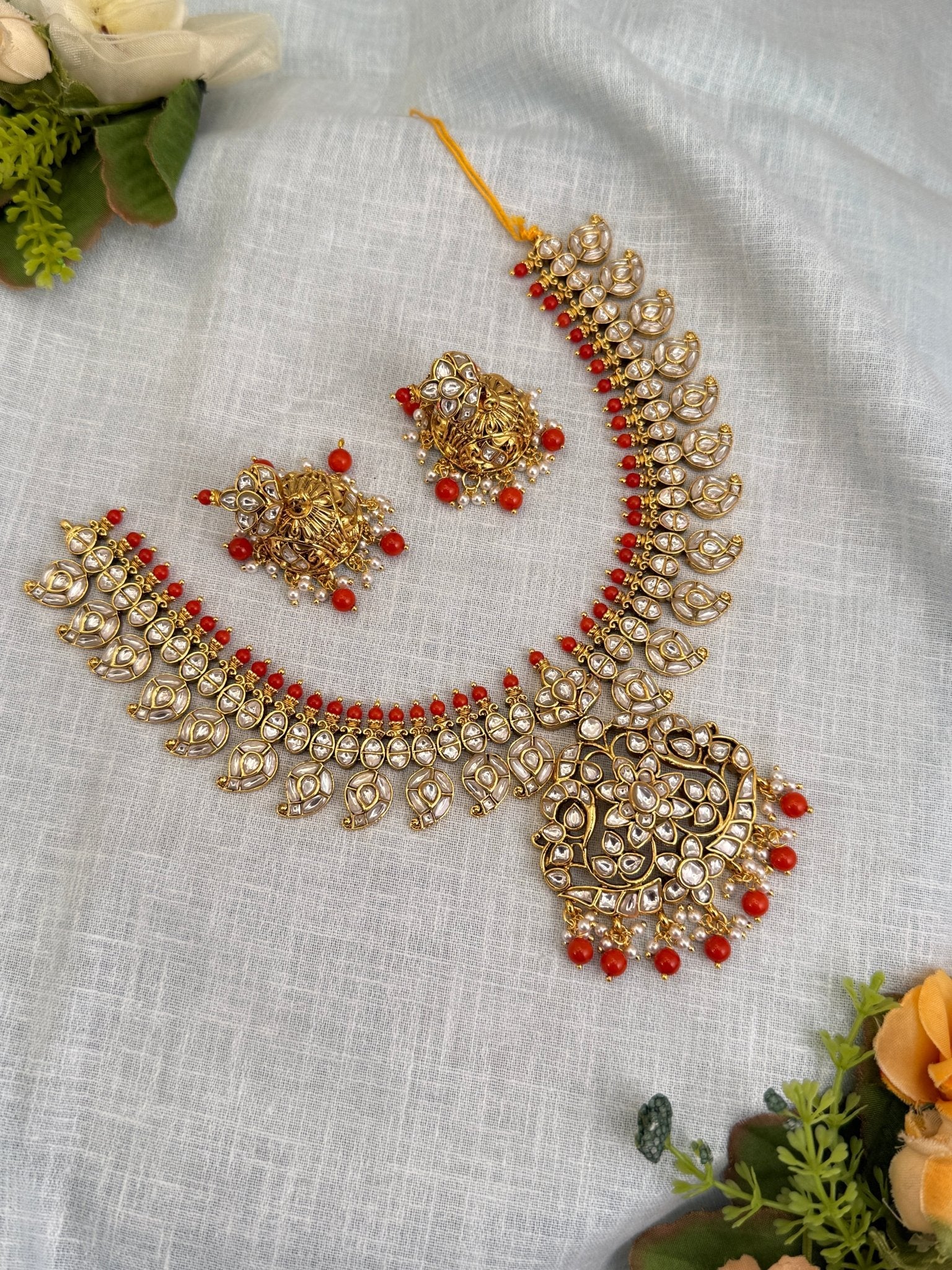 Luxurious Jadau Kundan Necklace Set 494 - Mahilas