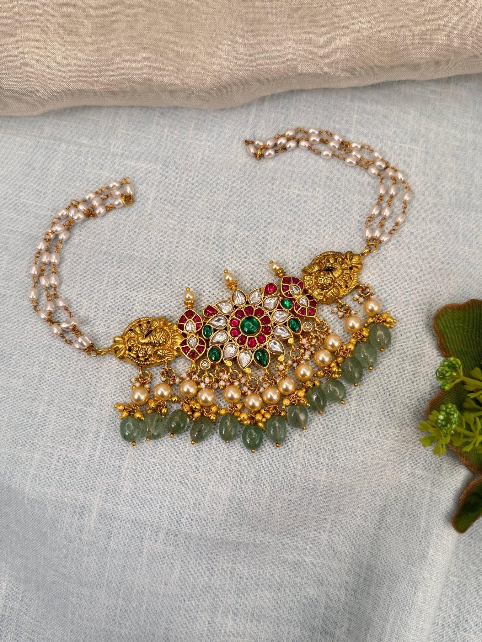 Luxurious Jadau Kundan Pearl Choker Necklace 561 - Mahilas