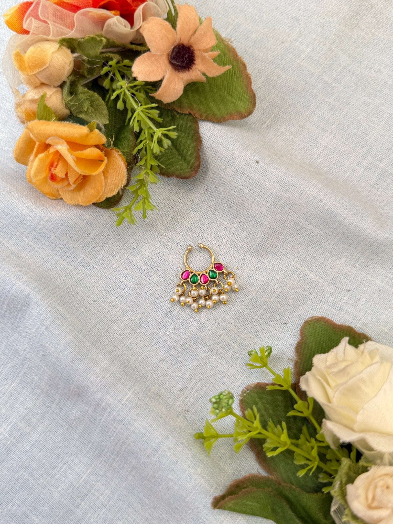 Luxurious Jadau Kundan Septum Nose Ring 151 - Mahilas