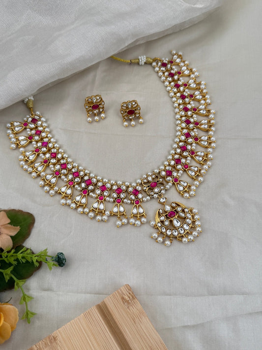 Luxurious Jadau Kundan Short Necklace Set 538 - Mahilas
