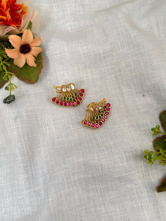 Luxurious Jadau Kundan Stud Earrings 0481 - Mahilas