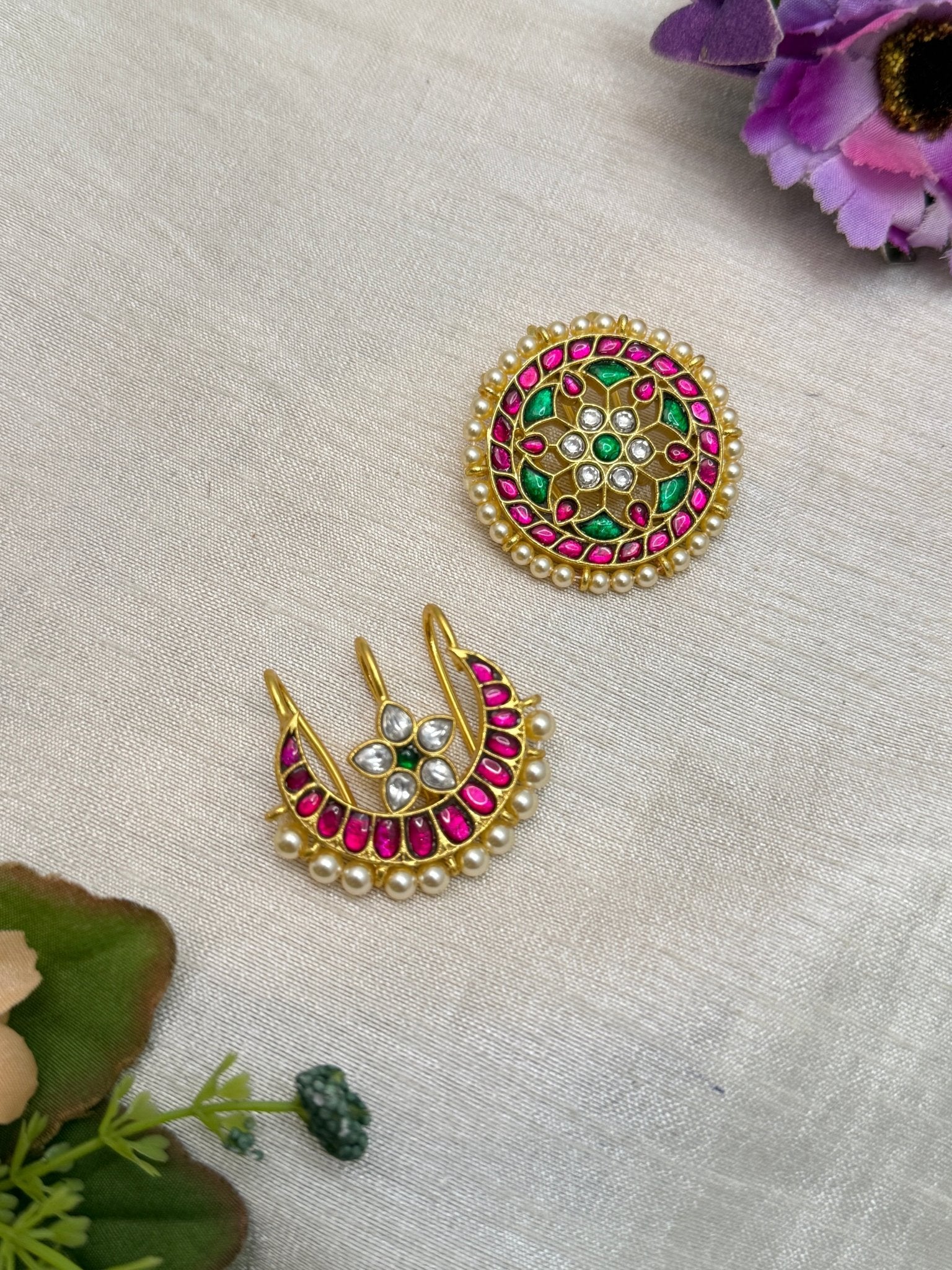 Luxurious Jadau Kundan Surya Chandra Bille 0853 - Mahilas