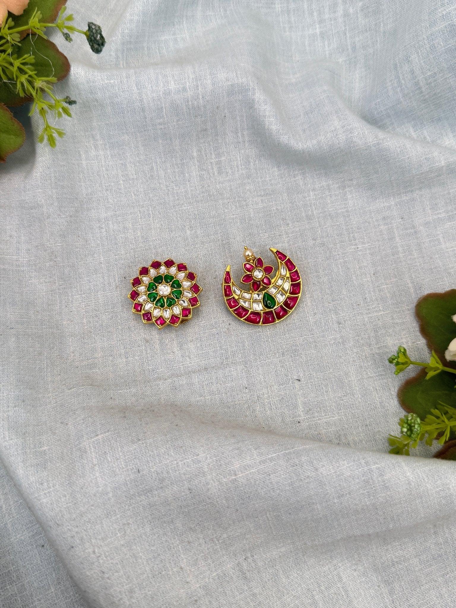 Luxurious Jadau Kundan Surya Chandra Jadebille 470 - Mahilas