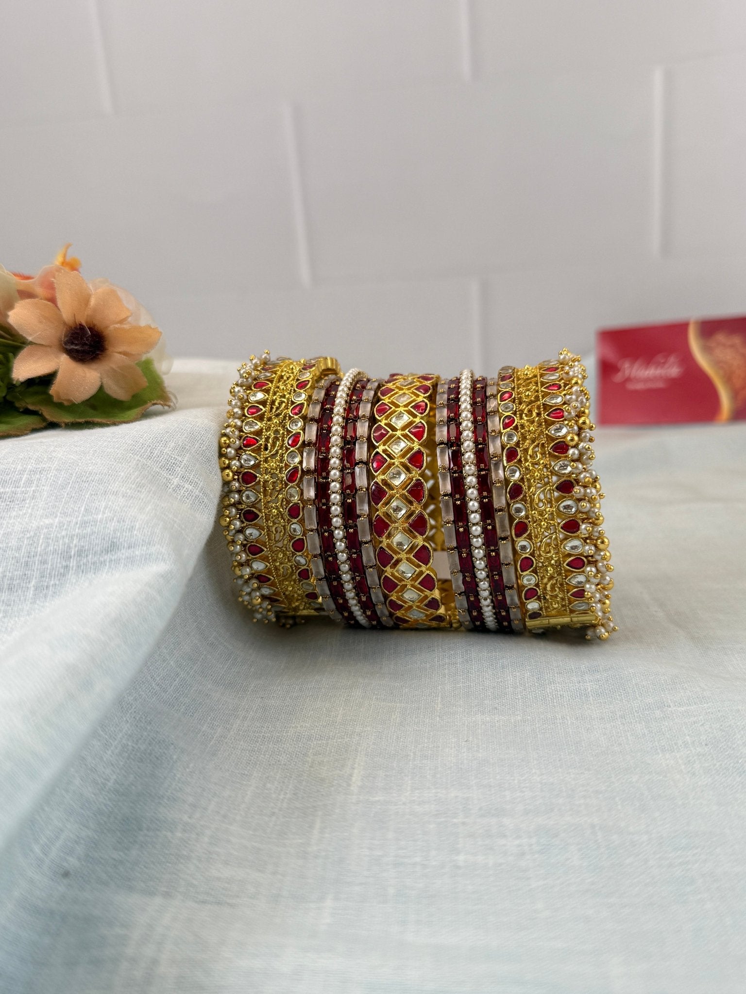 Luxurious Jadau Kundan & Victorian Bridal Bangle Set 5290 - Mahilas