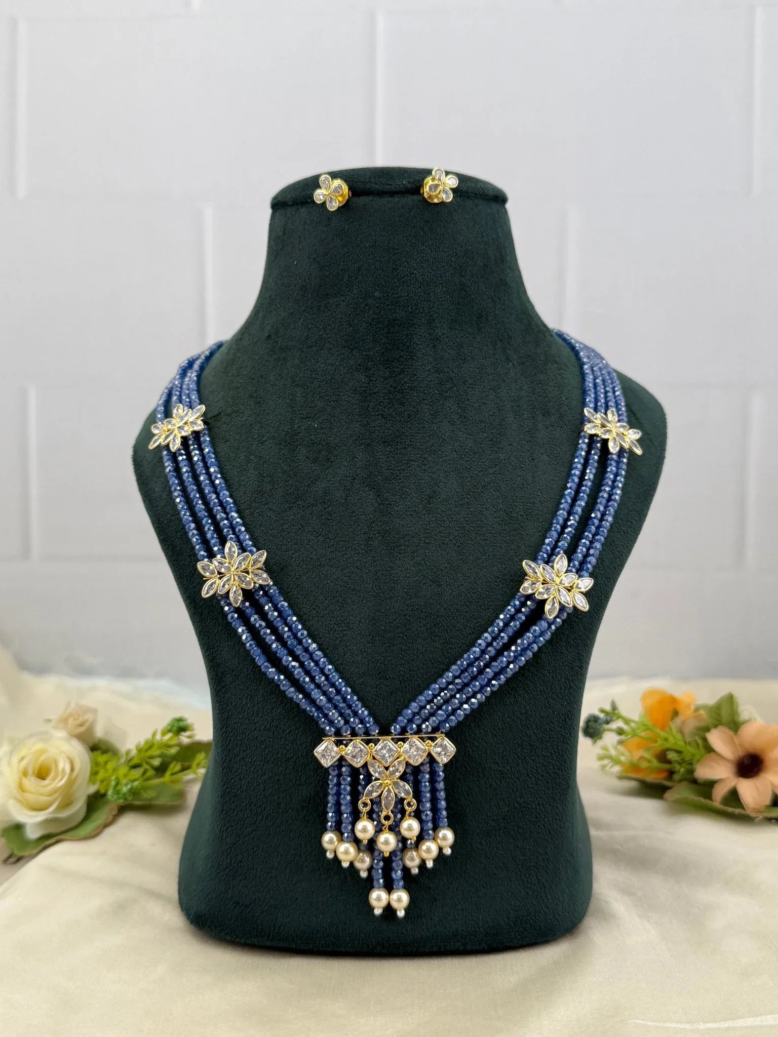 Luxurious Kundan Beads Layer Necklace Set 629 - Mahilas