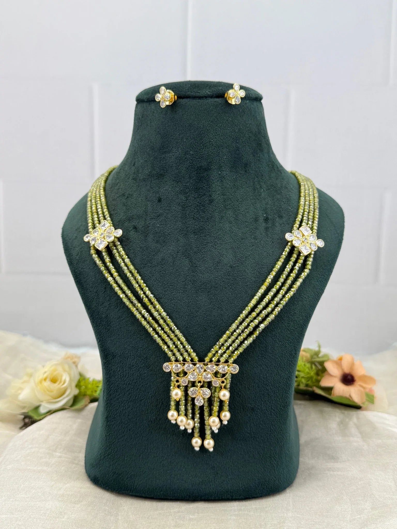 Luxurious Kundan Beads Layer Necklace Set 632 - Mahilas