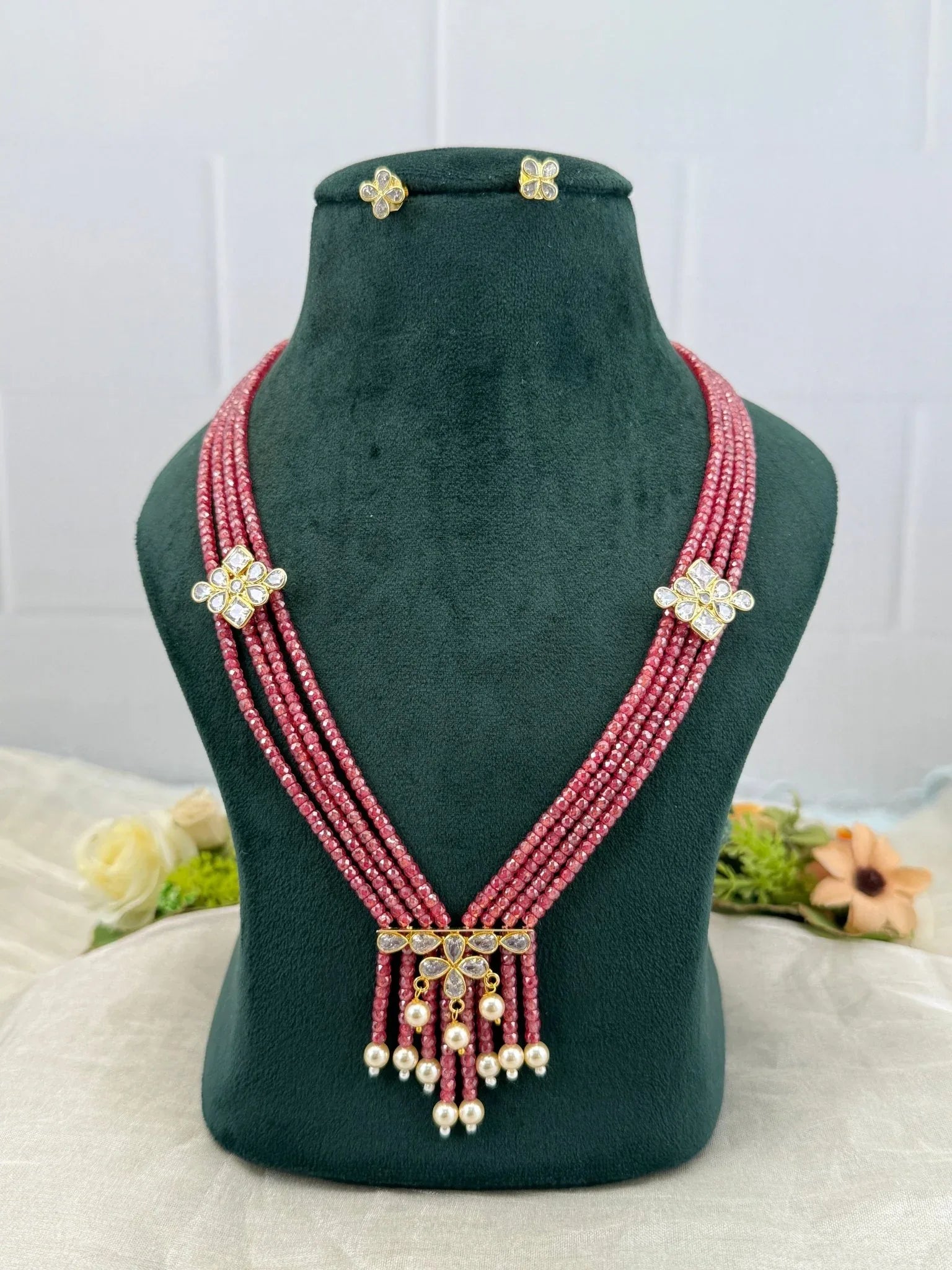 Luxurious Kundan Beads Layer Necklace Set 633 - Mahilas