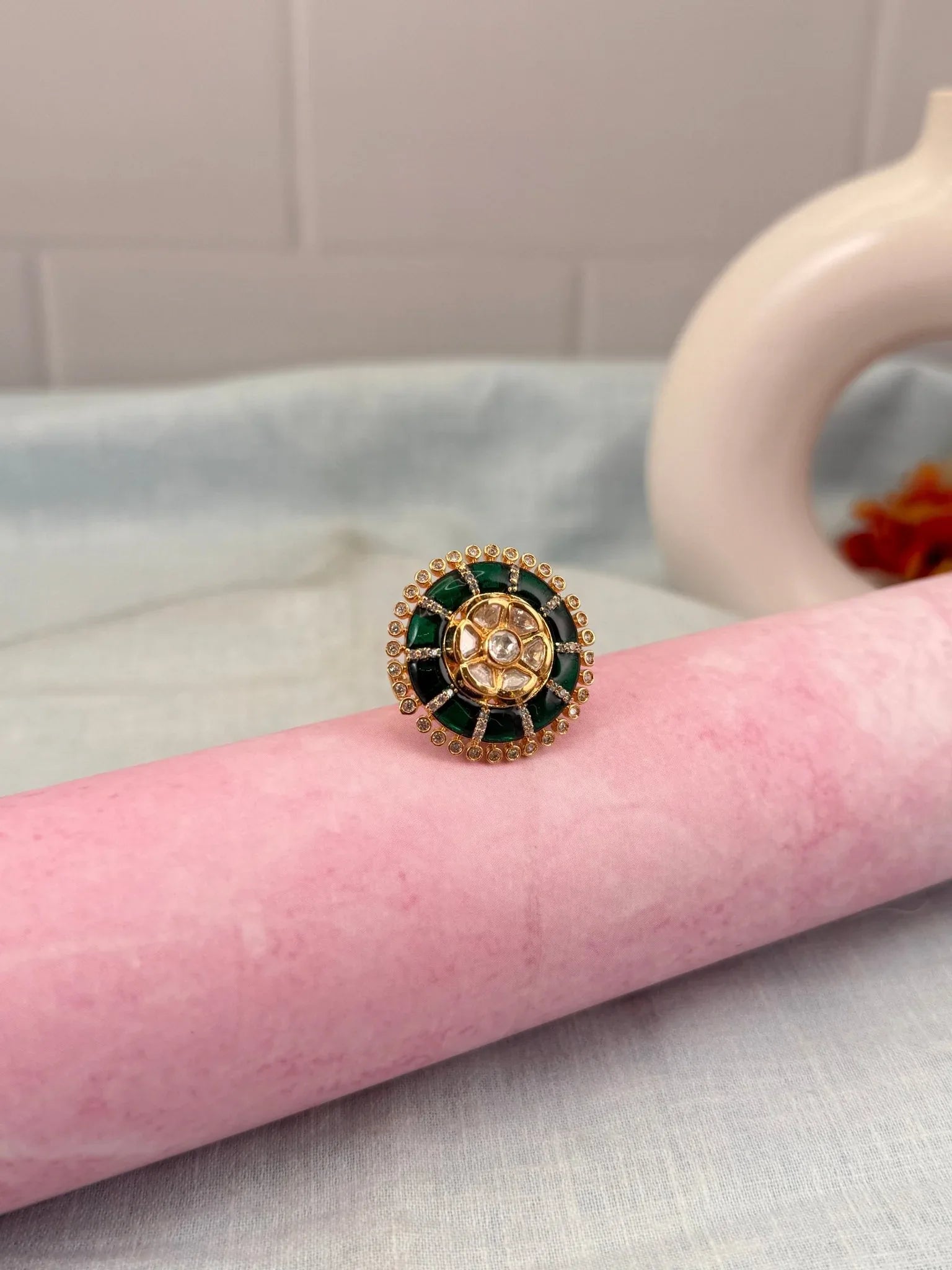 Luxurious Kundan Finger Ring 235 - Mahilas