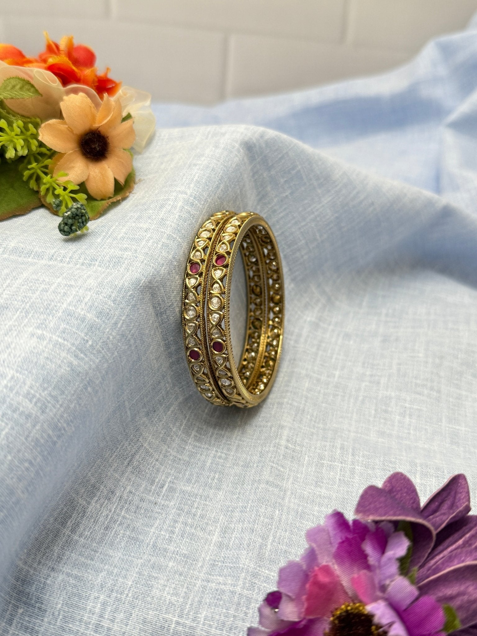 Luxurious Kundan Kada Bangle 1113 - Mahilas