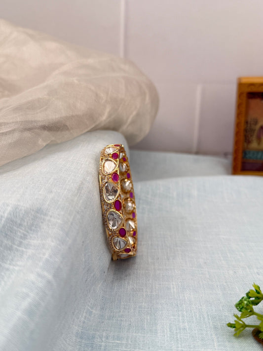 Luxurious Kundan Mozzonite Kada Bangle 1149 - Mahilas