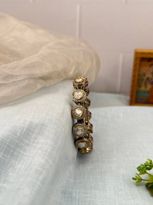 Luxurious Kundan Mozzonite Kada Bangle 1151 - Mahilas