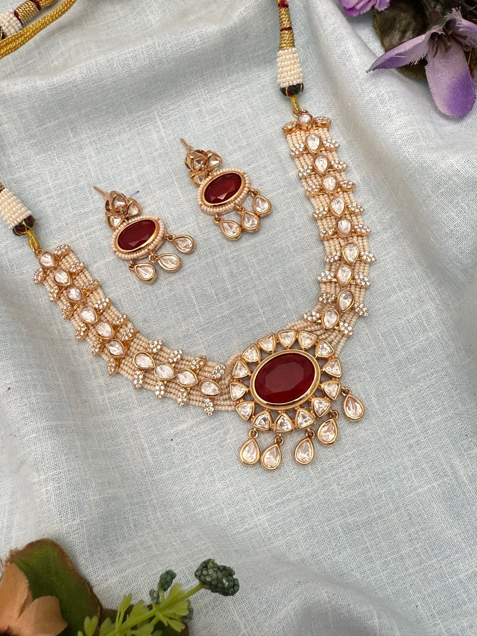 Luxurious Kundan Necklace Set 444 - Mahilas