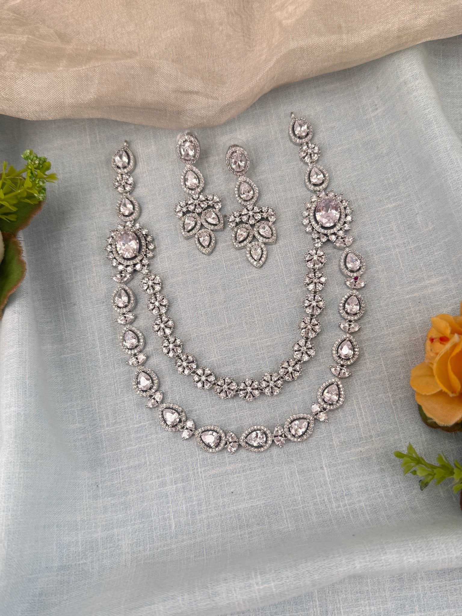 Luxurious Layer Stone Short Necklace Set 614 - Mahilas