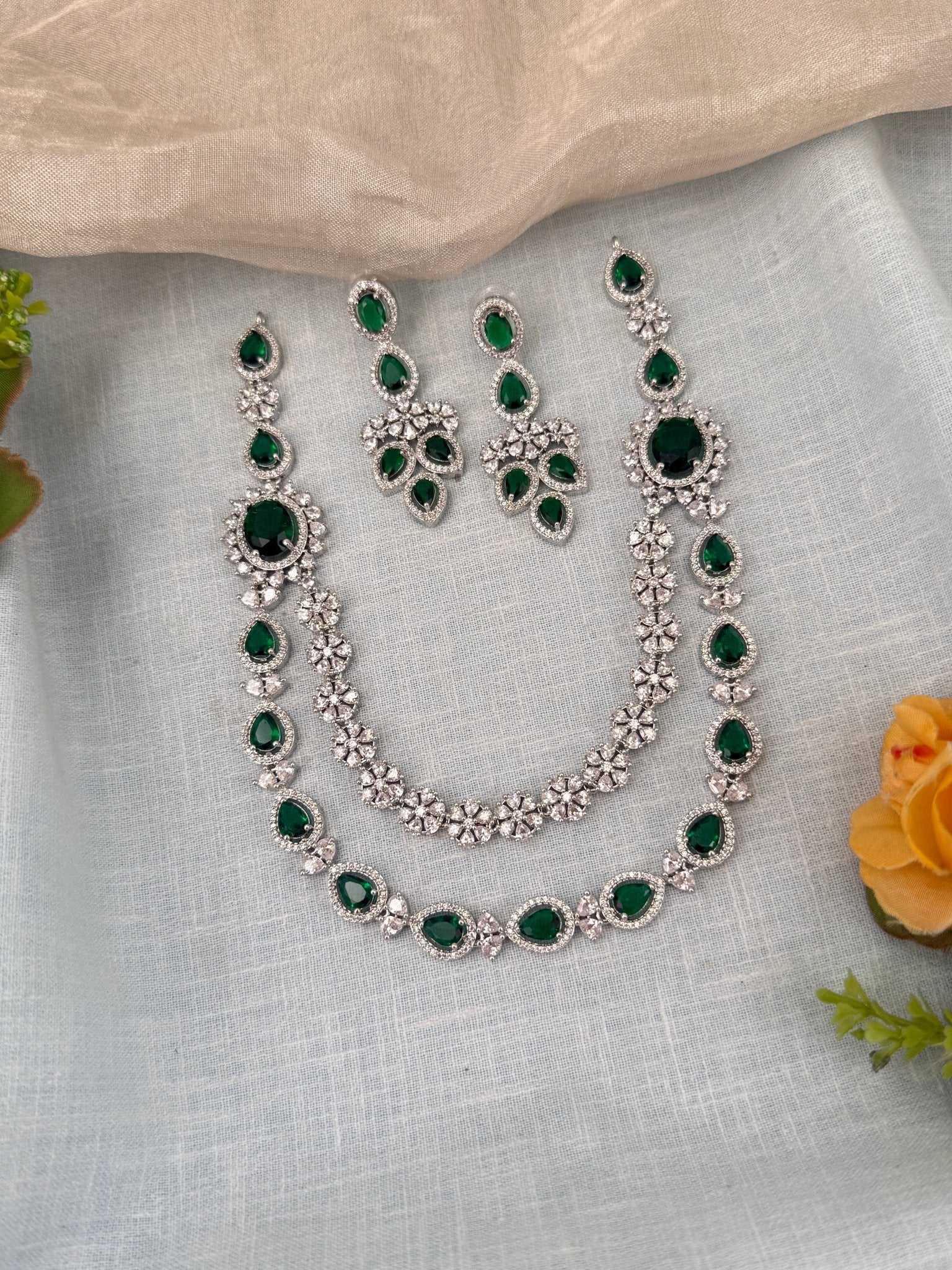 Luxurious Layer Stone Short Necklace Set 616 - Mahilas