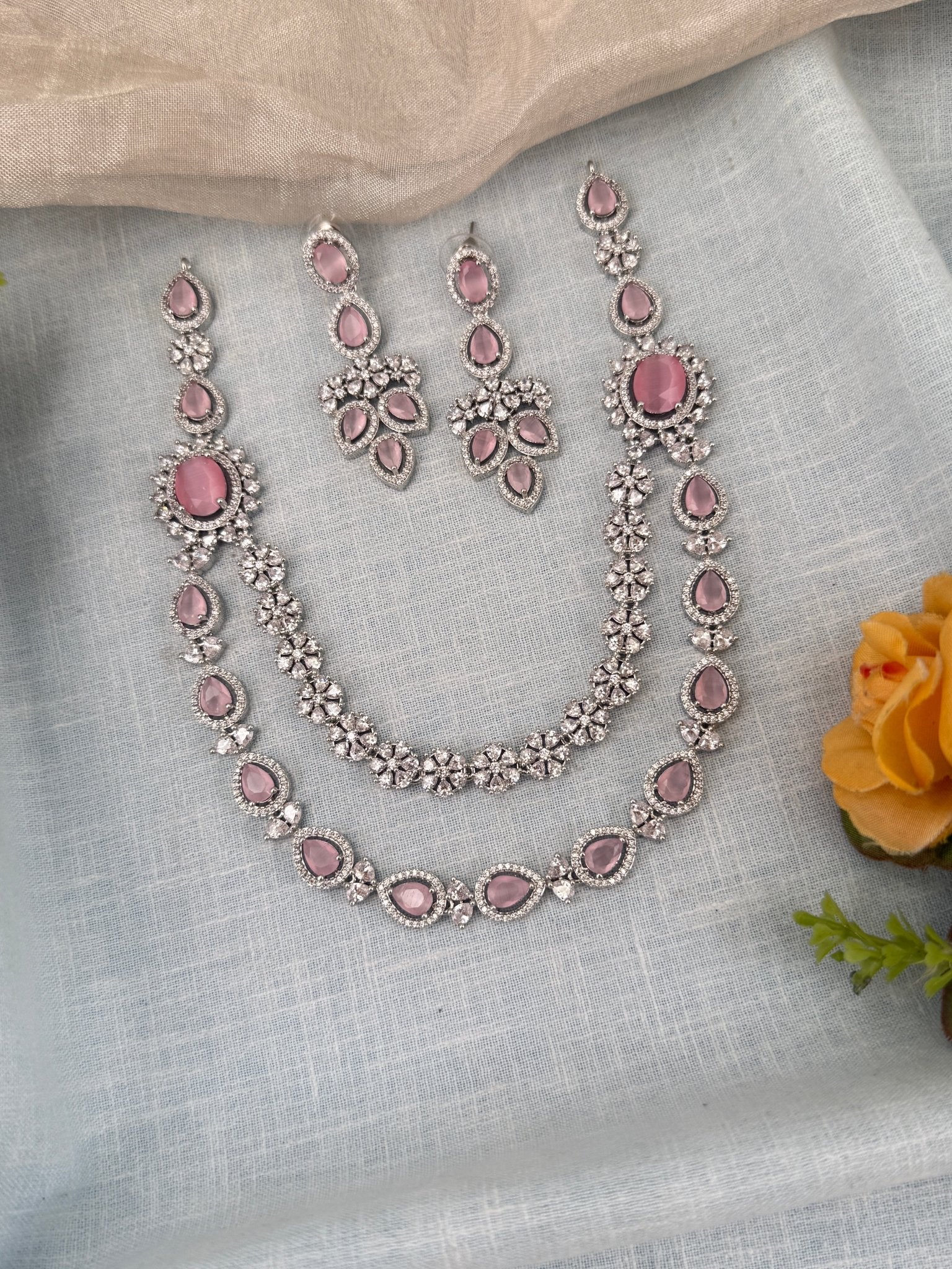 Luxurious Layer Stone Short Necklace Set 620 - Mahilas