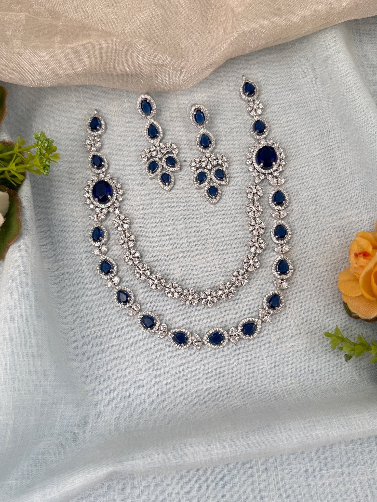 Luxurious Layer Stone Short Necklace Set 621 - Mahilas