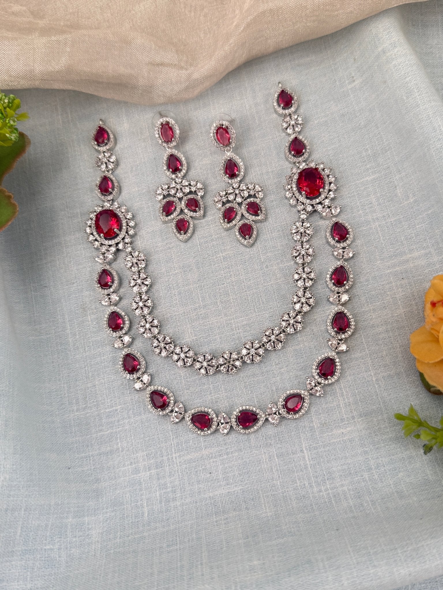 Luxurious Layer Stone Short Necklace Set 625 - Mahilas