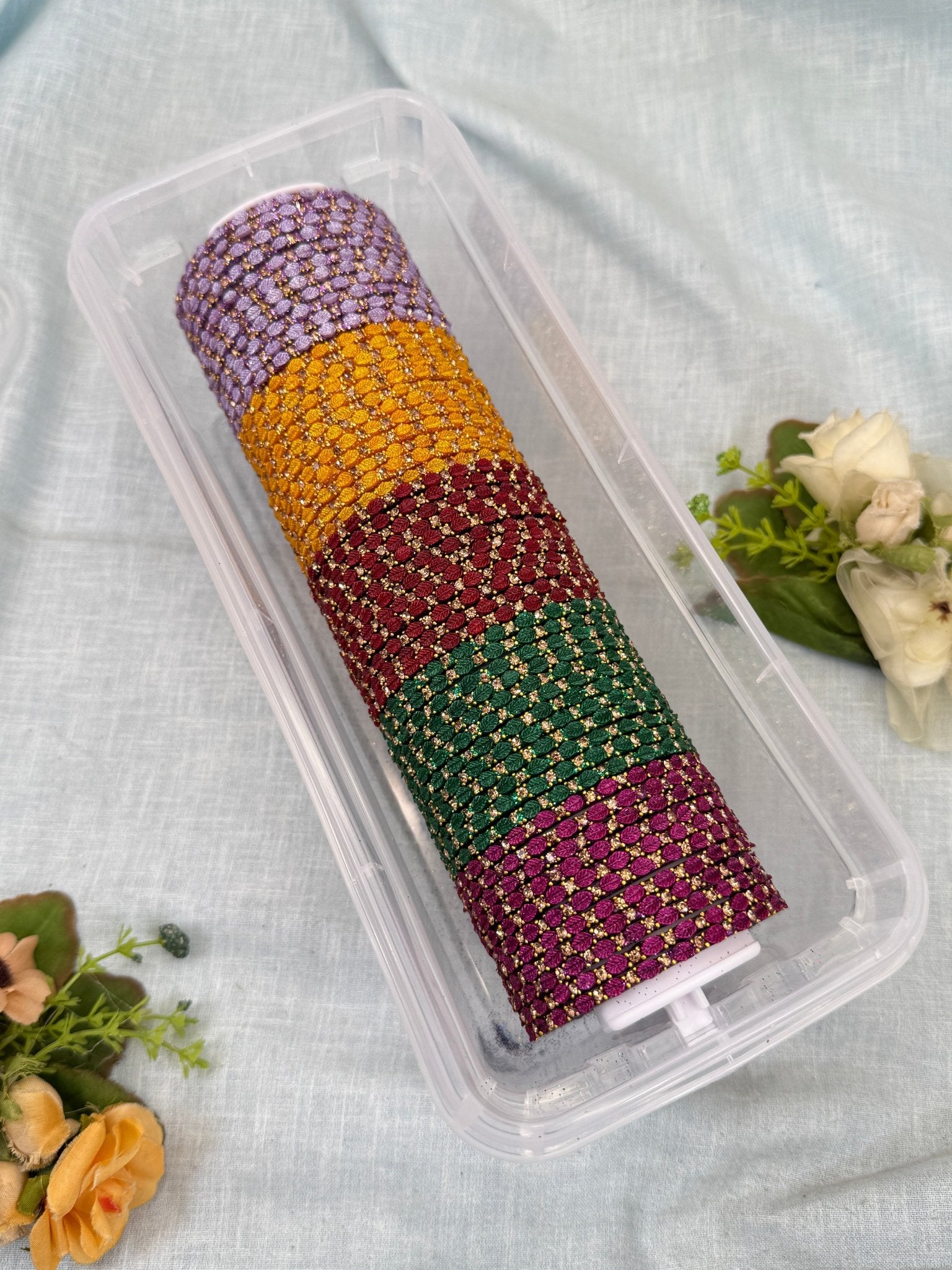 Luxurious Leaf Design Glass Bangle Box - 3454 - Mahilas