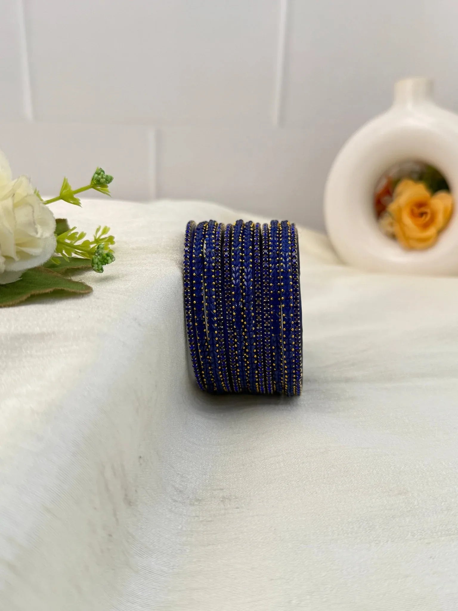 Luxurious Matching Glass Bangle Set Brick Design 20 Colors - 5245 - Mahilas