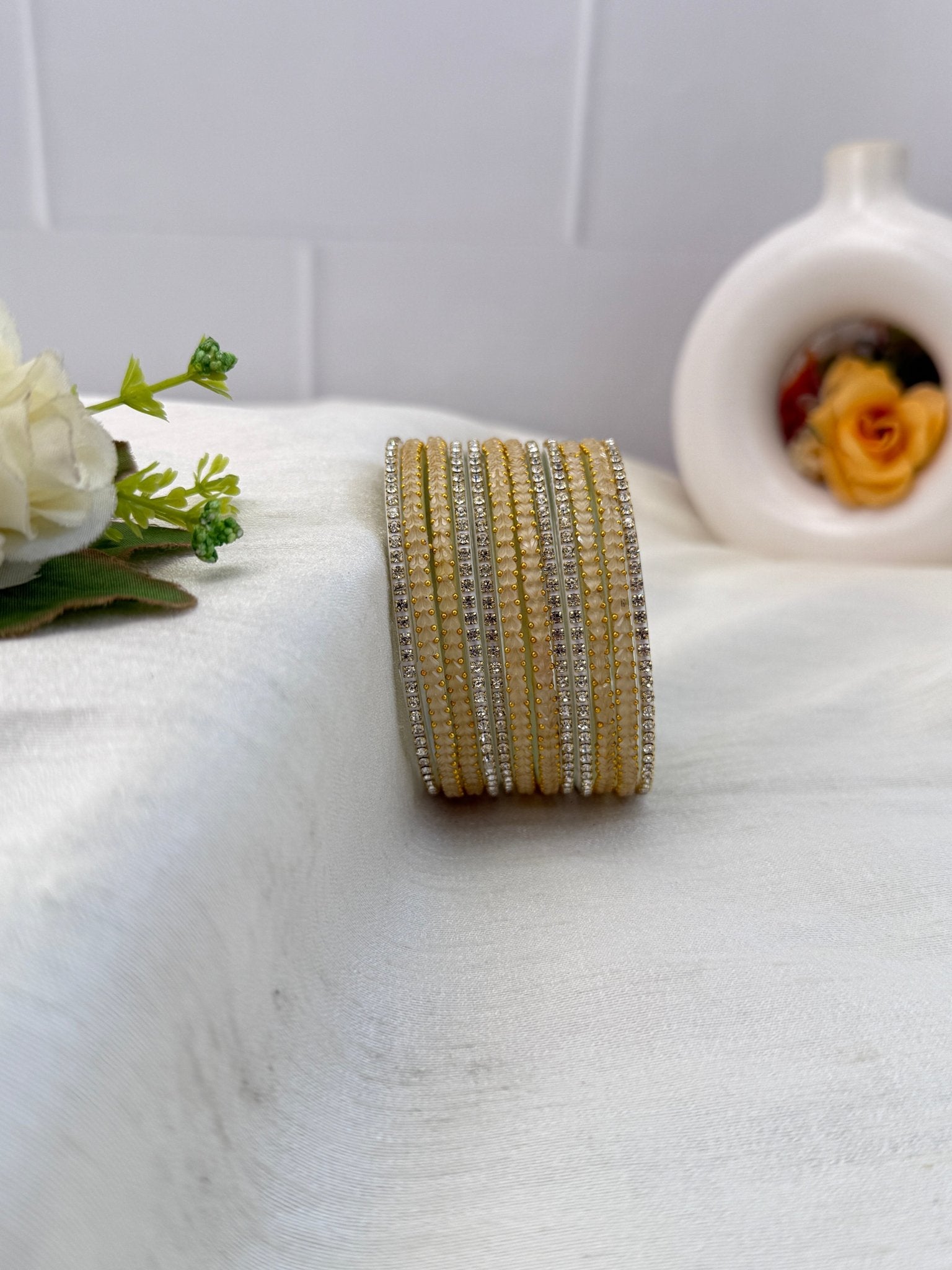 Luxurious Matching Glass Bangle Set Brick Design 20 Colors - 5245 - Mahilas