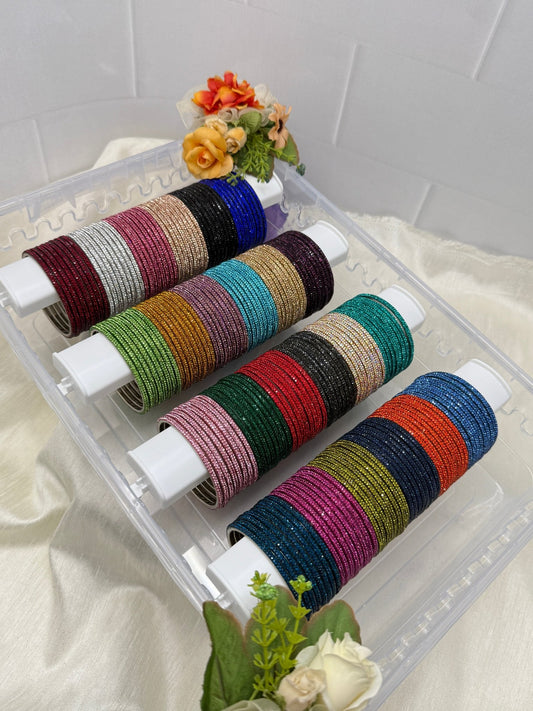 Luxurious Metal Bangles Set with Box 011 (24 Colours) - Mahilas
