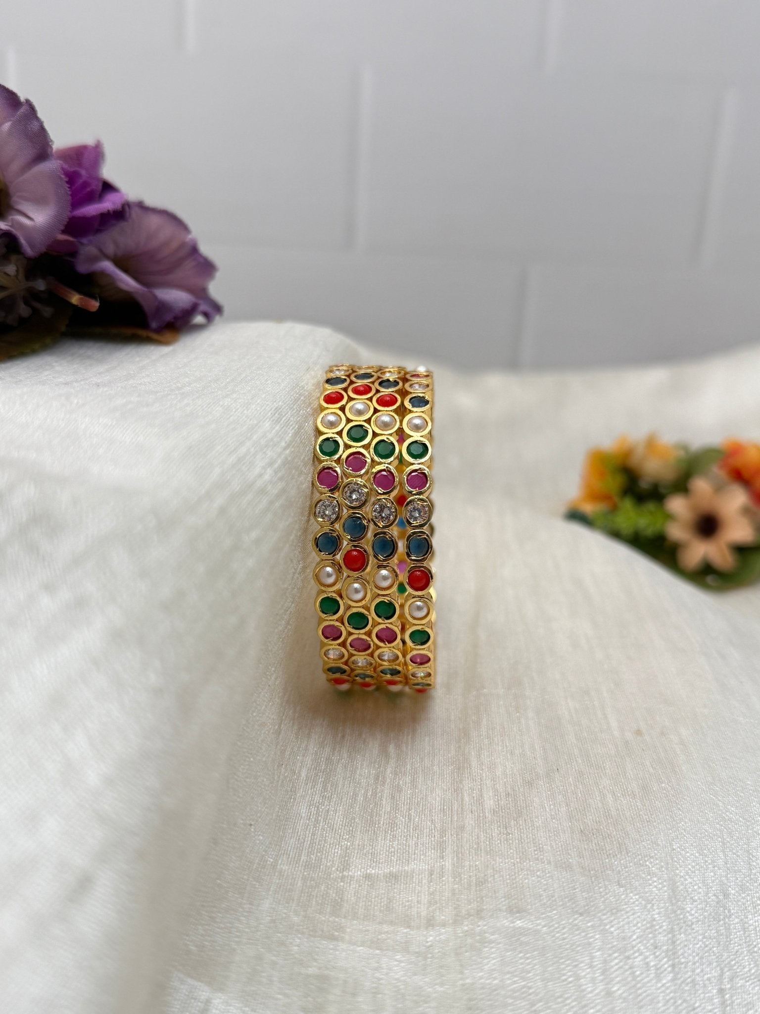 Luxurious Navaratna Stone Bangles 6949 - Mahilas