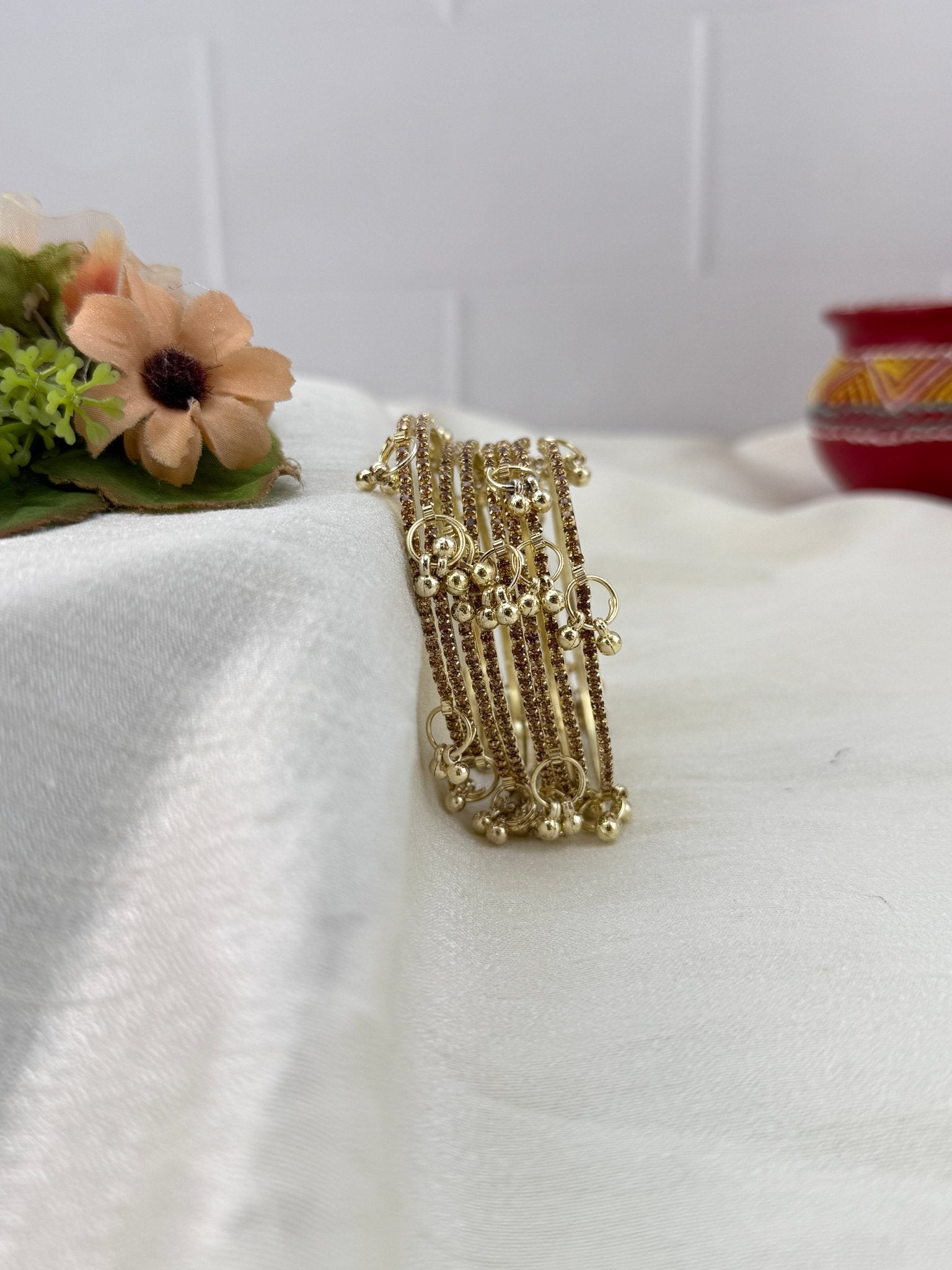 Luxurious New Bell Bangles in Gold Base 7180 Kashmiri Bangles - Mahilas