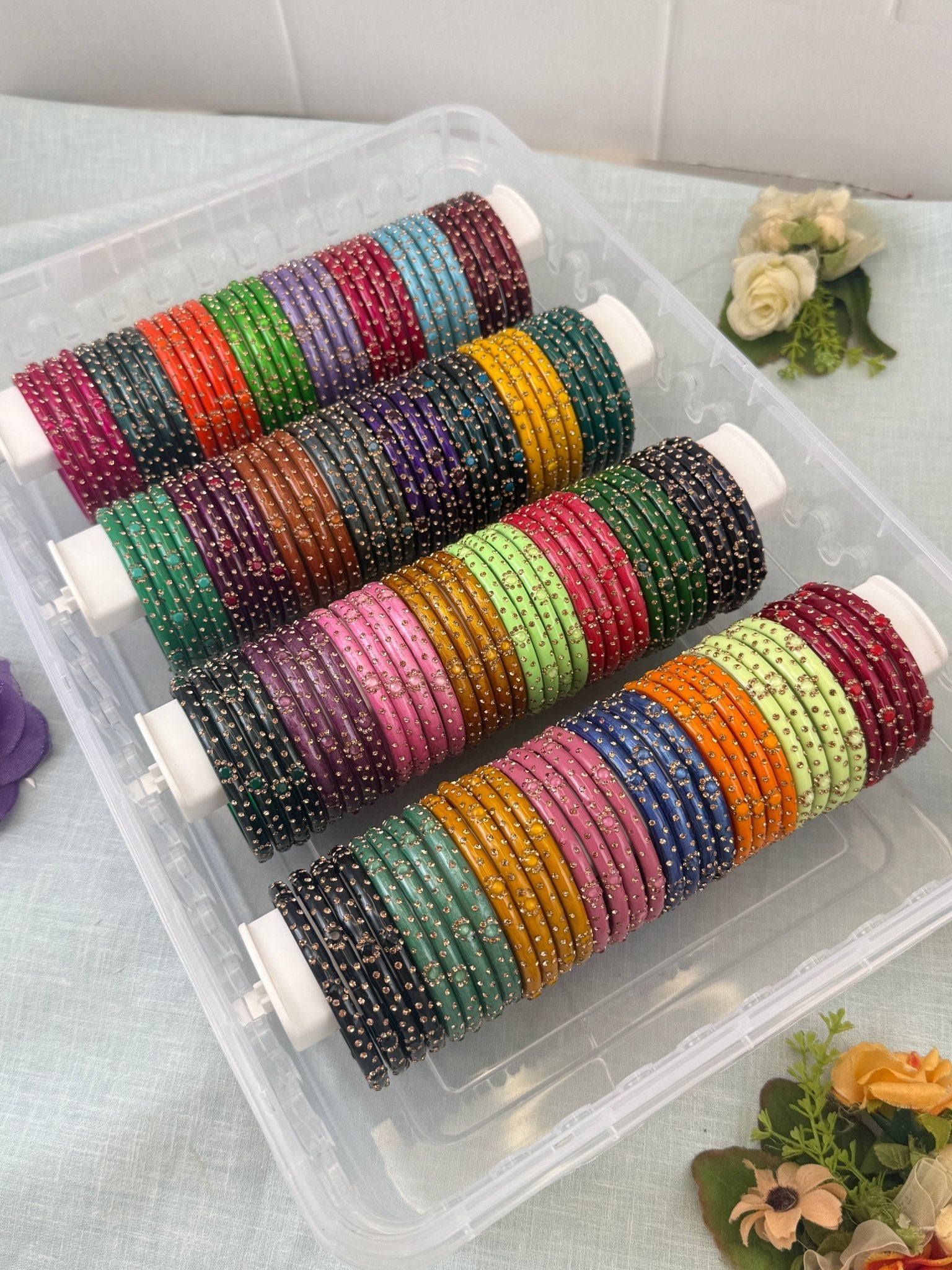 Luxurious New Evara Kada Glass Bangle Full Box - 3476 - Mahilas