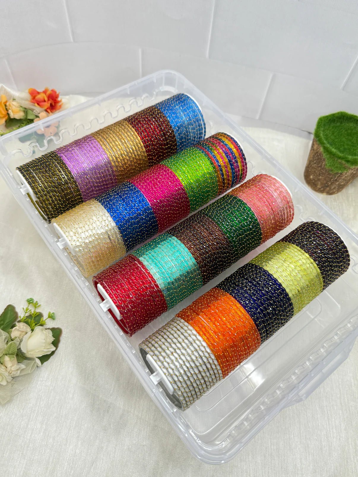 Luxurious New Rain Drop Glass Bangle Full Box - 056 - Mahilas