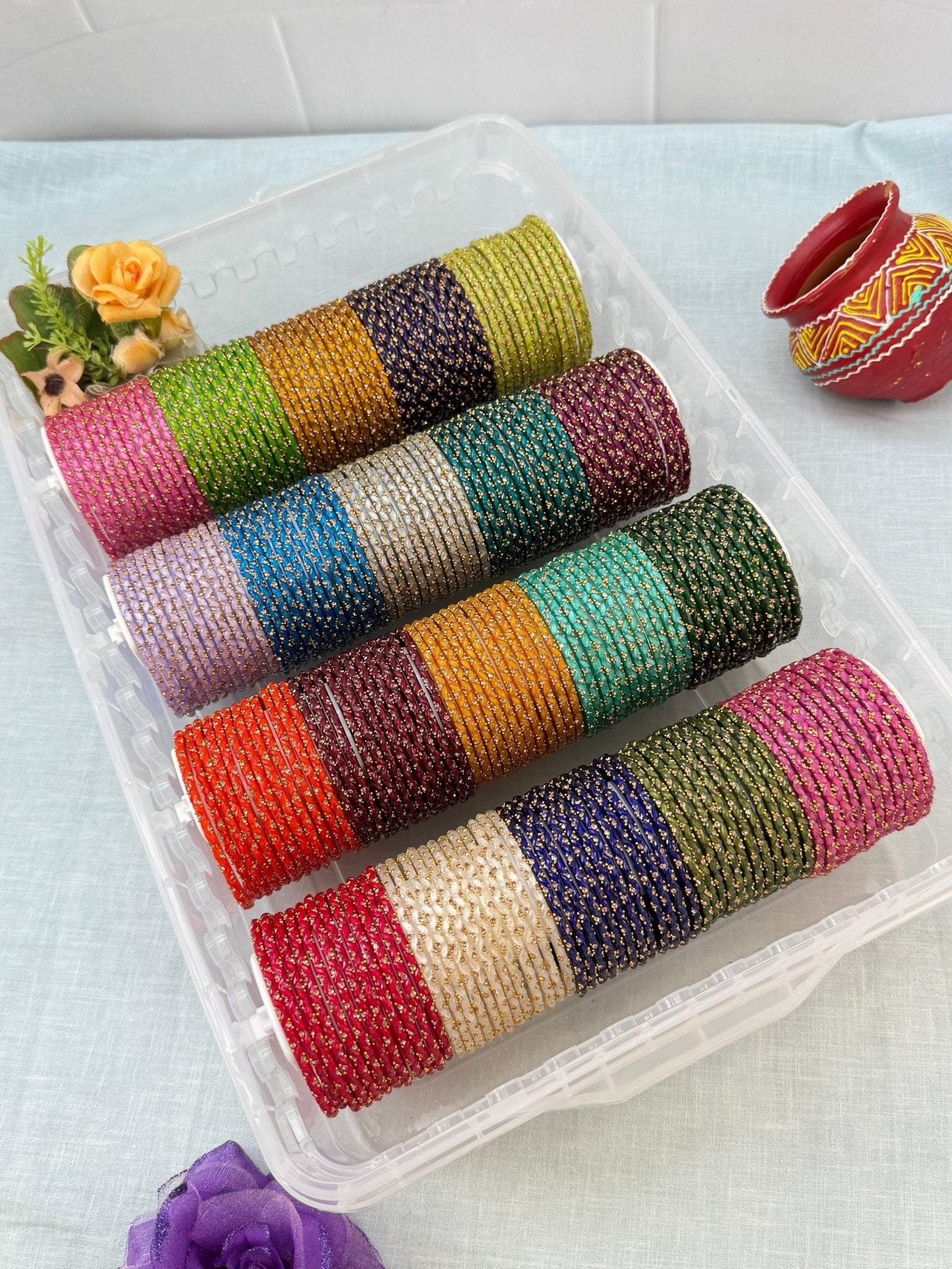 Luxurious New Silk Drop Glass Bangle Full Box - 3464 - Mahilas