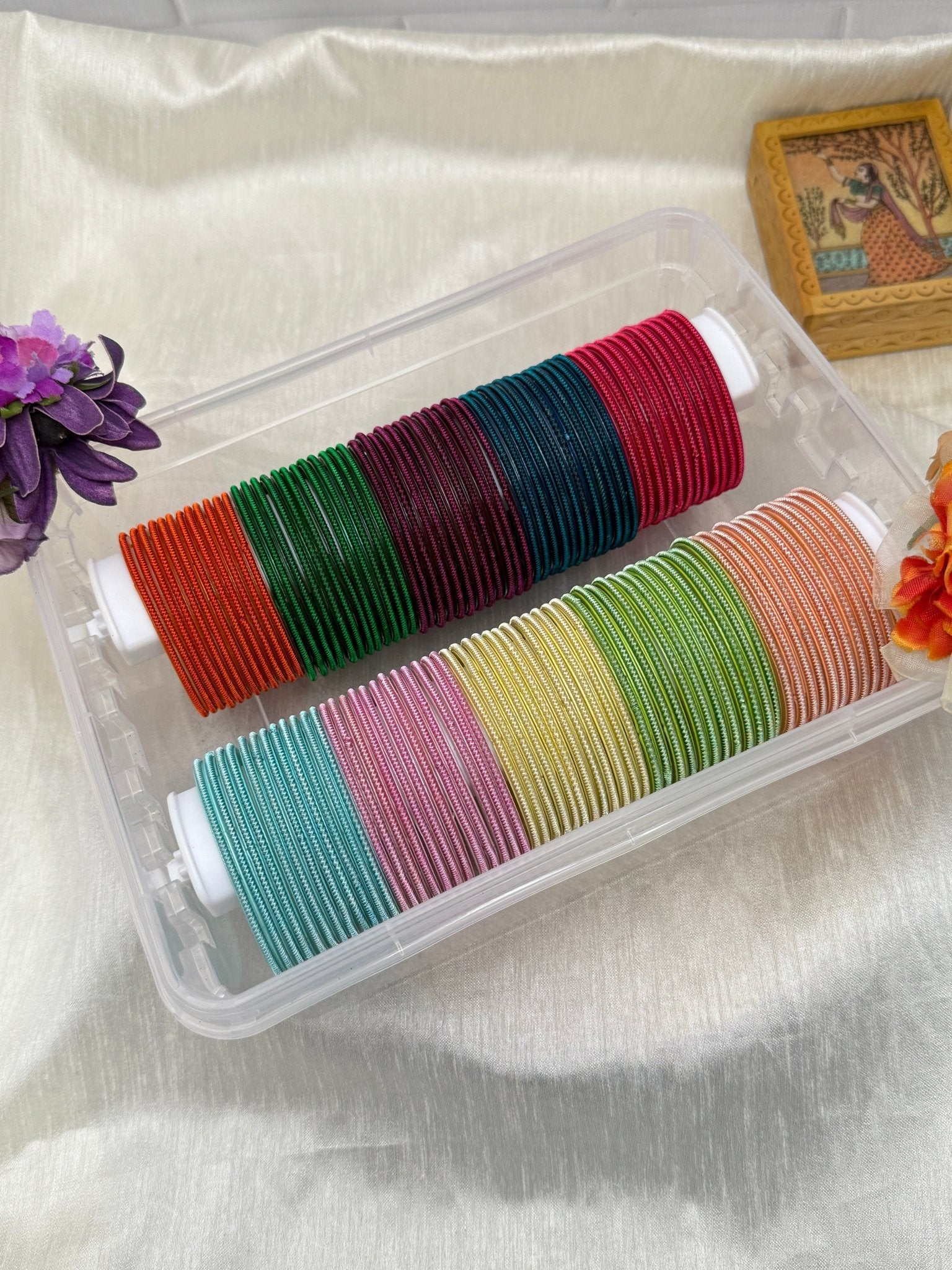 Luxurious Pastel & Dark Color Star Design Glass Bangle Box Box 10 Colors - 068 - Mahilas