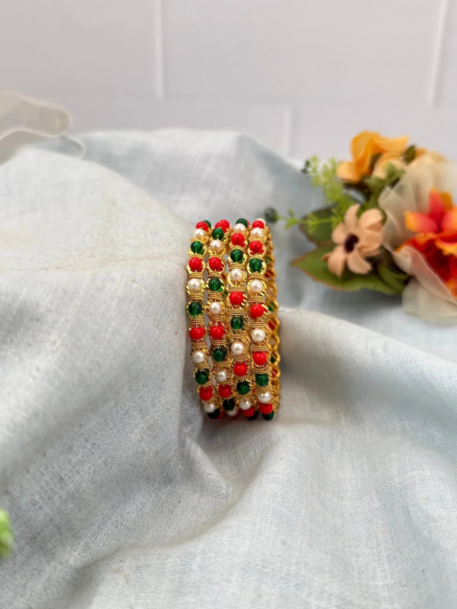 Luxurious Pearl Coral Bangles 7073 - Mahilas