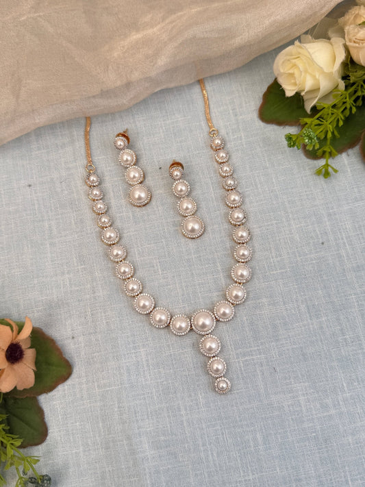 Luxurious Pearl Stone Short Necklace Set 509 - Mahilas