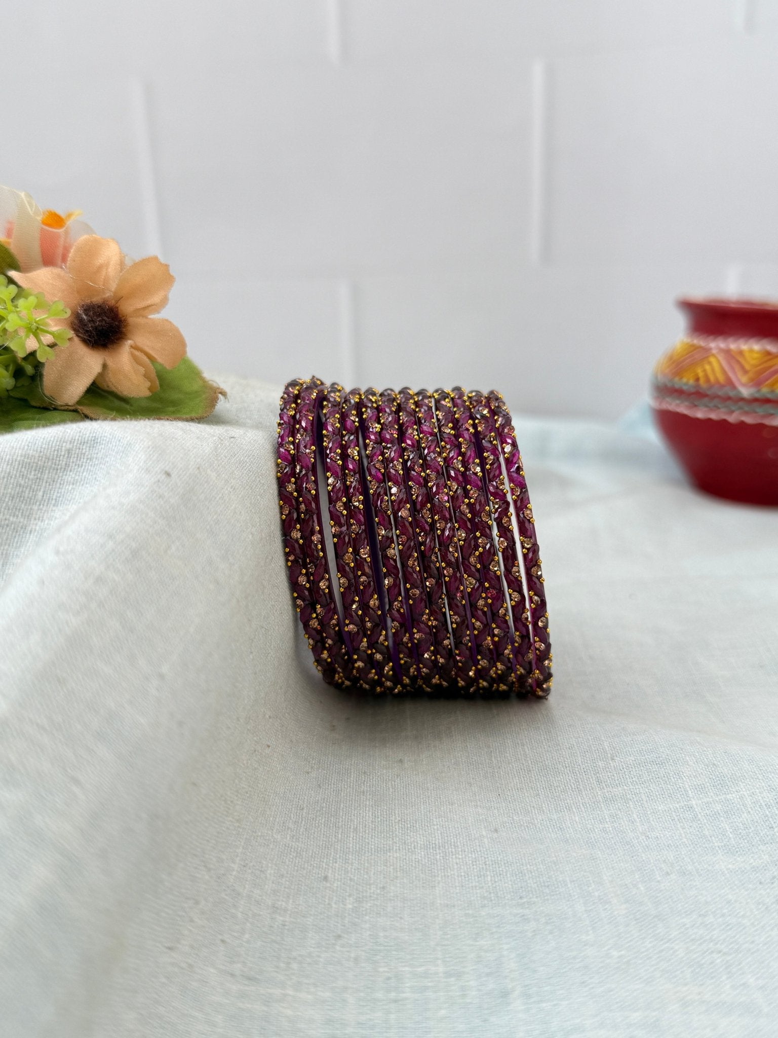 Luxurious Silk Drop Glass Bangles 3465 - Make your own box - Mahilas