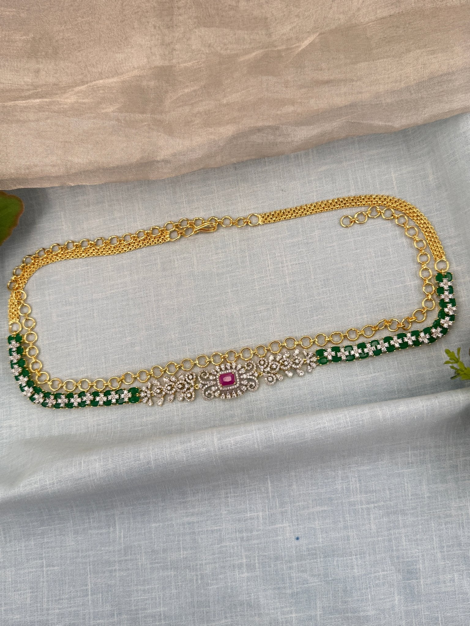 Luxurious Stone Chain Vaddanam Hip Belt 7263 - Mahilas
