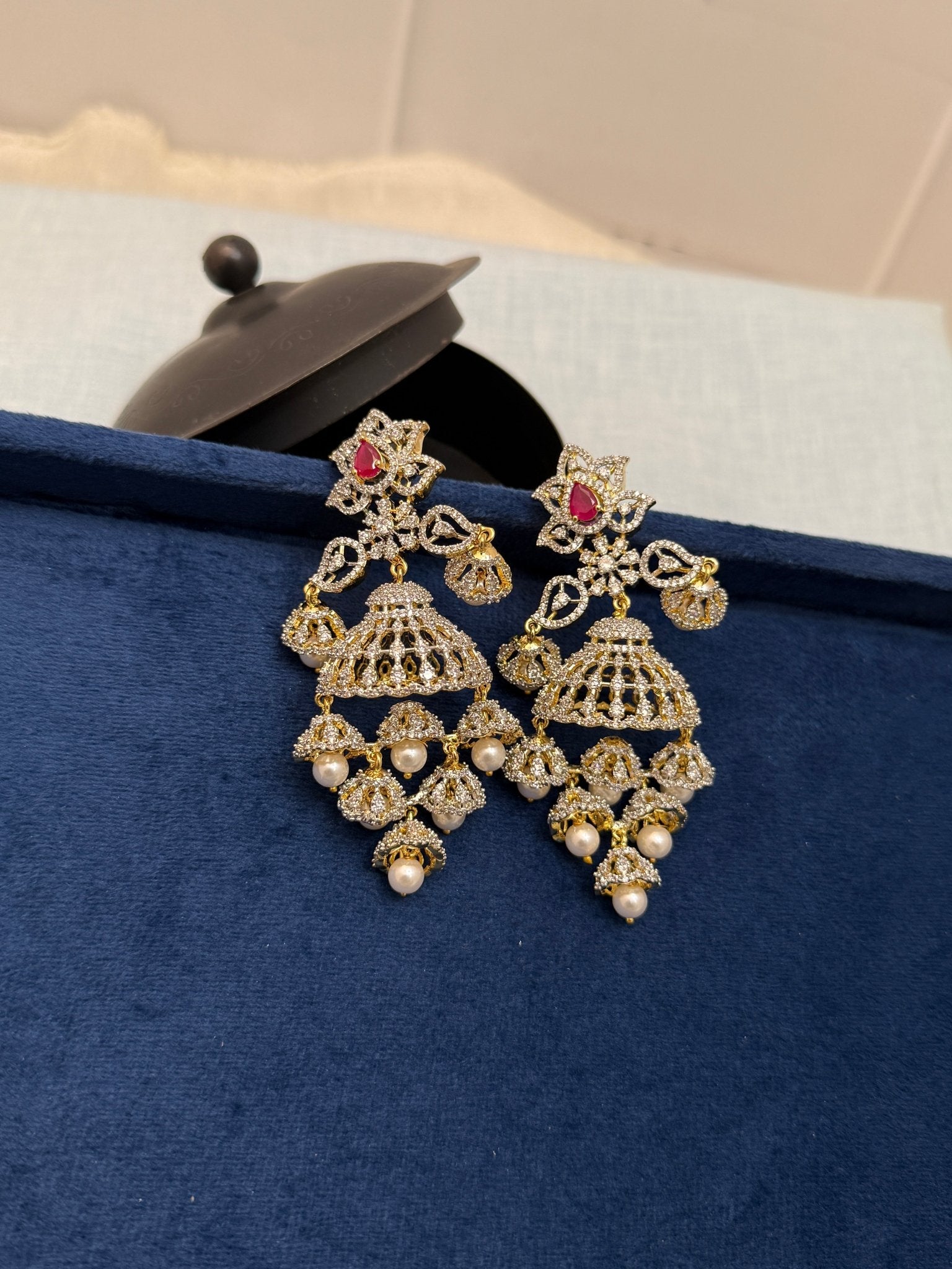 Luxurious Stone Jhumka 0096 - Mahilas