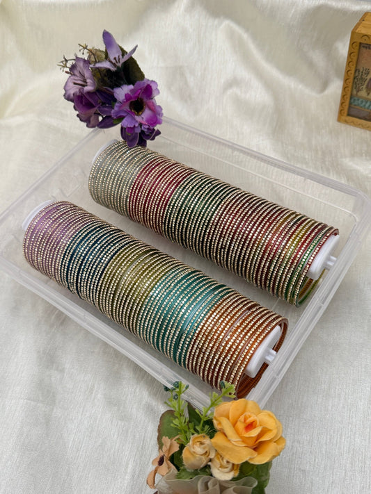 Luxurious Sun Shine Glass Bangles Box 10 Colors - 064 - Mahilas