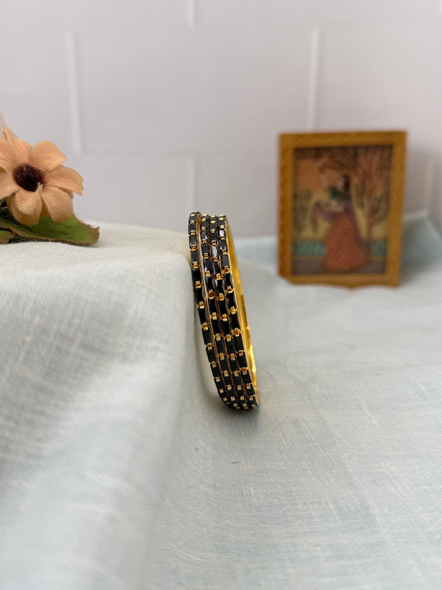 Luxurious Thin Stone Bangles Gold Base 7197 - 9 Colors - Mahilas