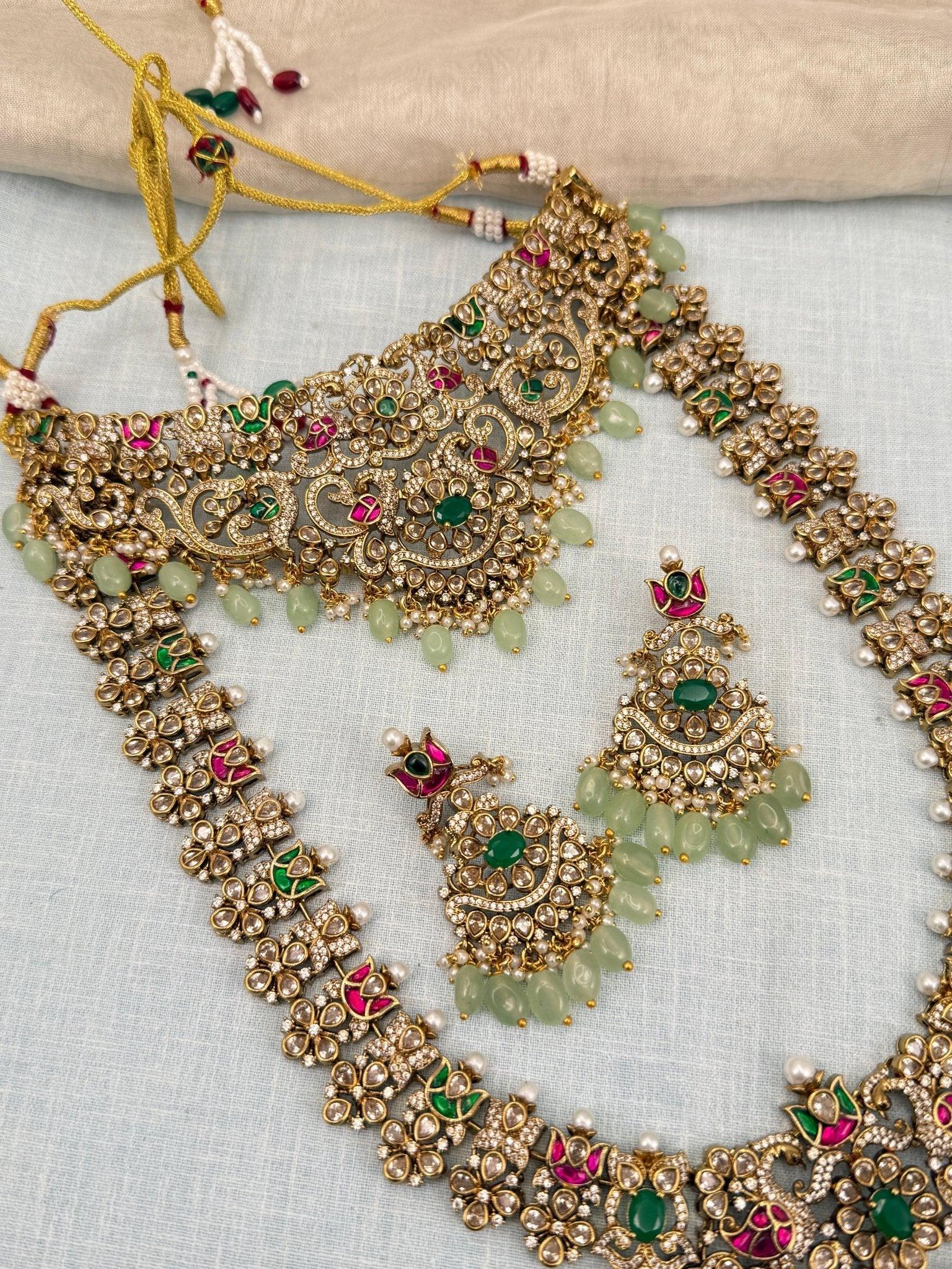 Luxurious Victorian Bridal Necklace Set 258 - Mahilas