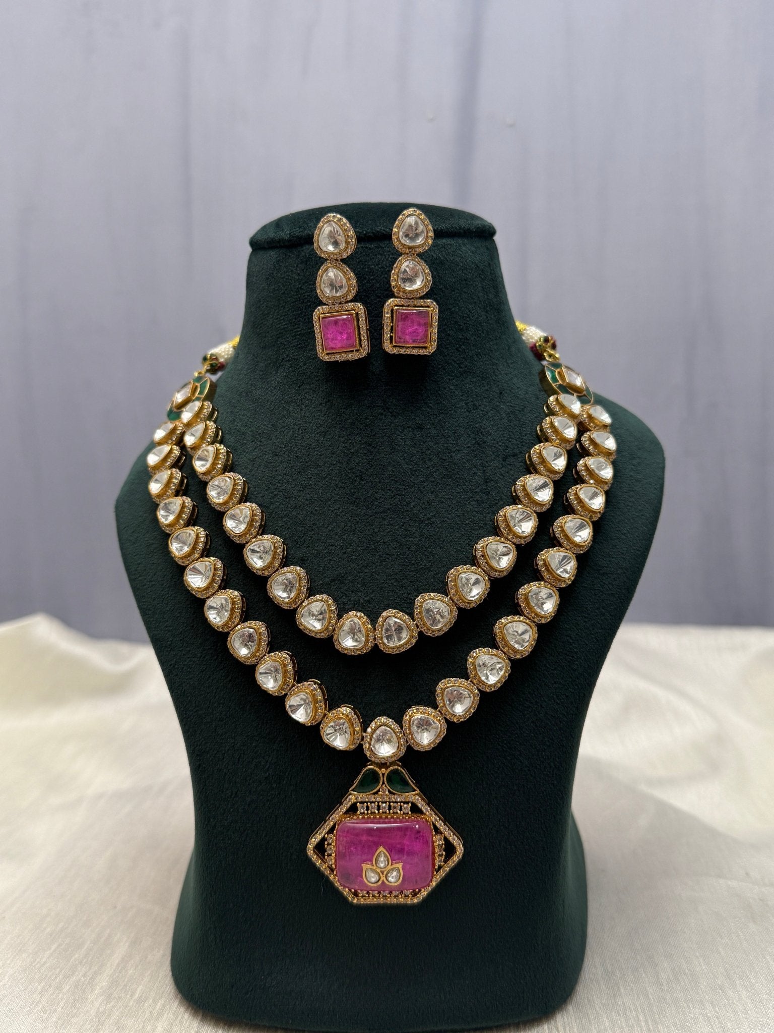 Luxurious Victorian Kundan Necklace Set 1157 - Mahilas