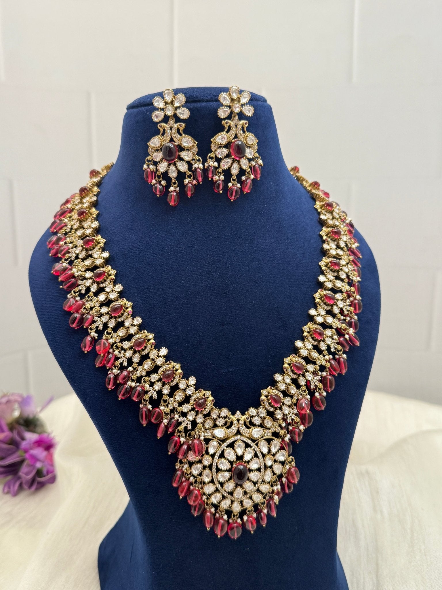 Luxurious Victorian Kundan Necklace Set 175 - 6 Colors - Mahilas