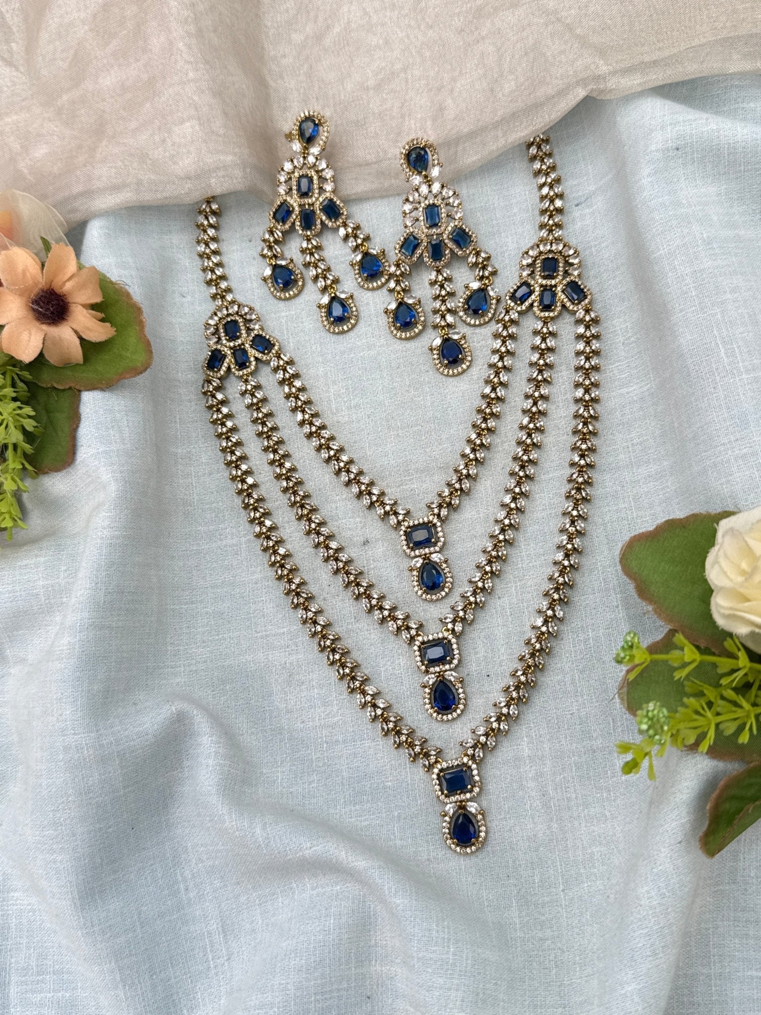 Luxurious Victorian Layer Mid Long Necklace Set 686 - Mahilas