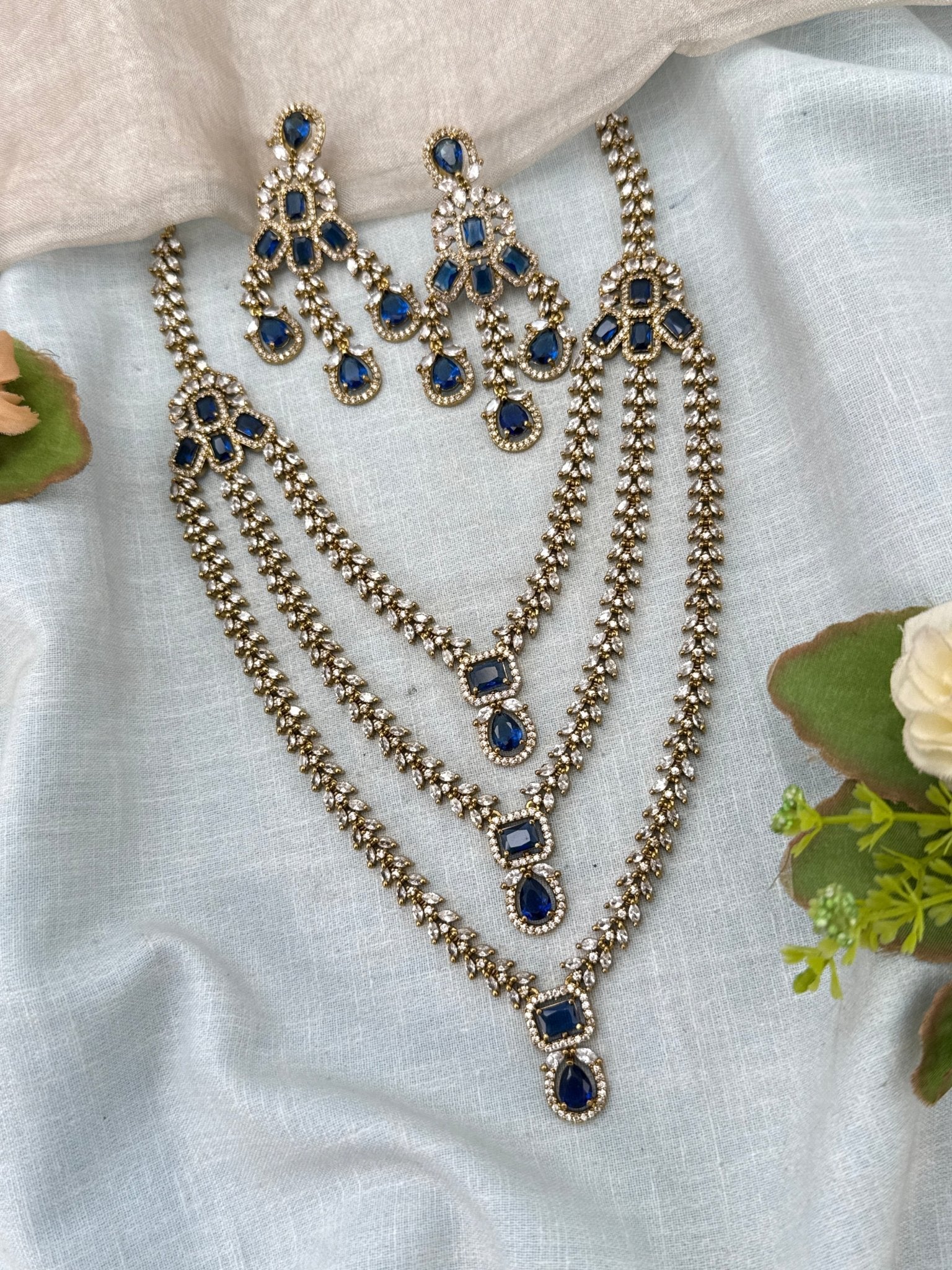 Luxurious Victorian Layer Mid Long Necklace Set 686 - Mahilas