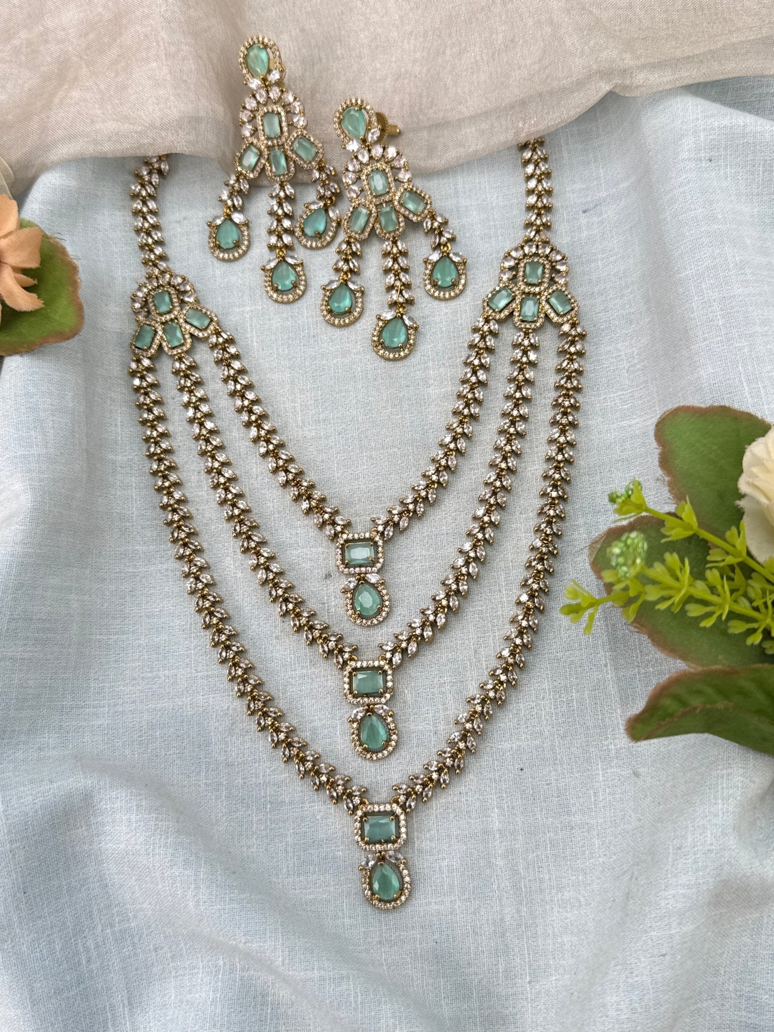 Luxurious Victorian Layer Mid Long Necklace Set 688 - Mahilas