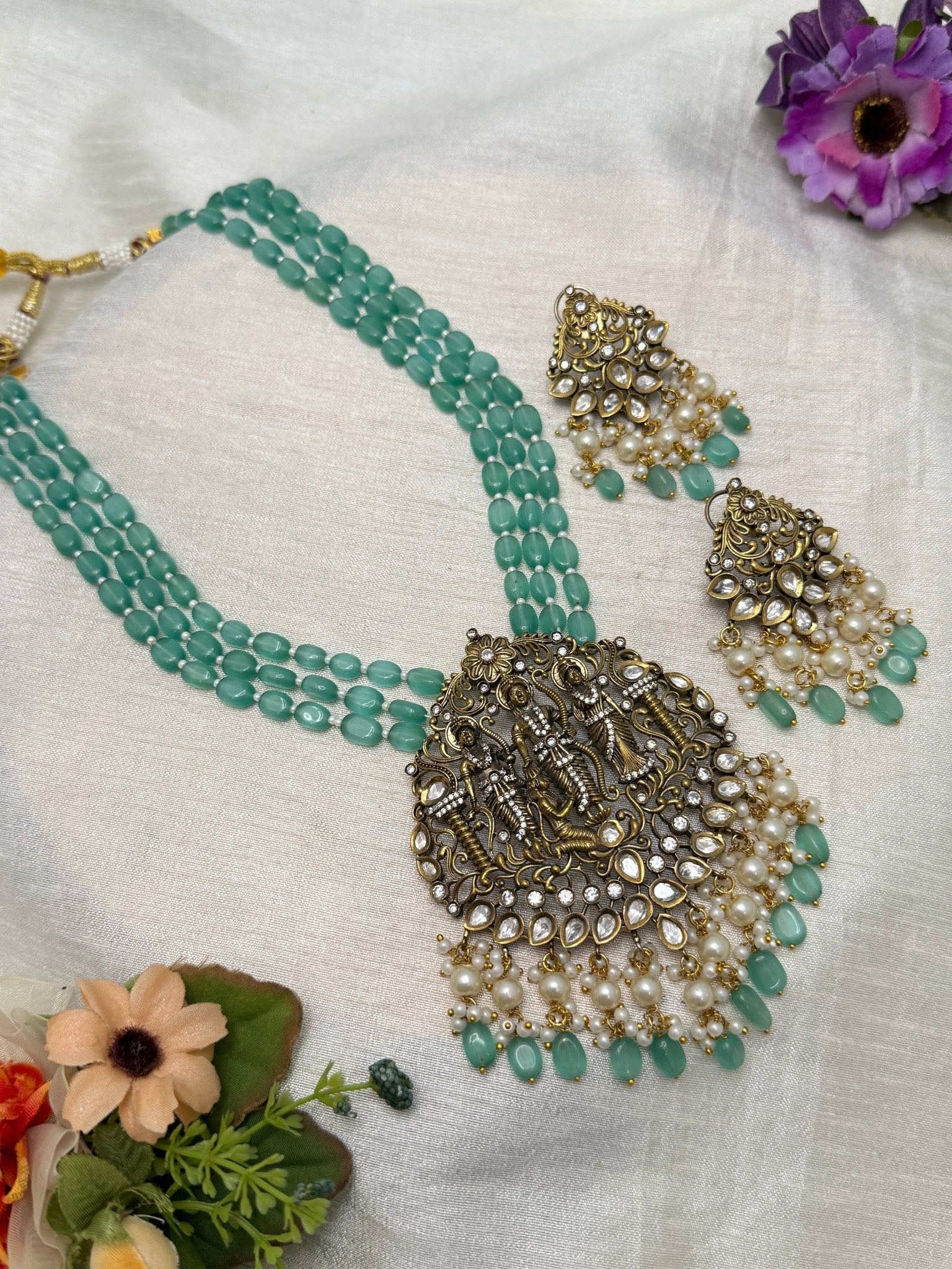 Luxurious Victorian Layer Ram Parivar Necklace Set 193 - Mahilas